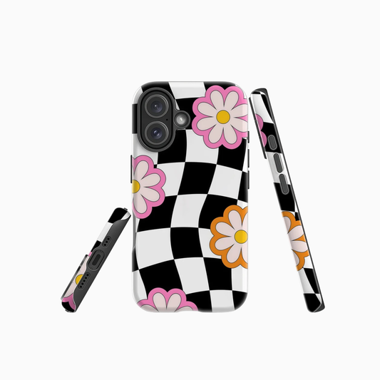 Checkerboard Floral Magnetic Phone Case